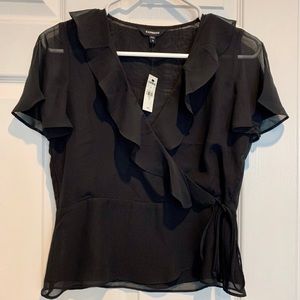 Women’s black express ruffle top